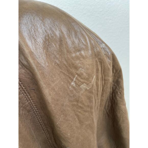 Vintage Womens Jacket Sz S Lambskin Leather Oversized Hipster Grunge Car Coat - Picture 11 of 12